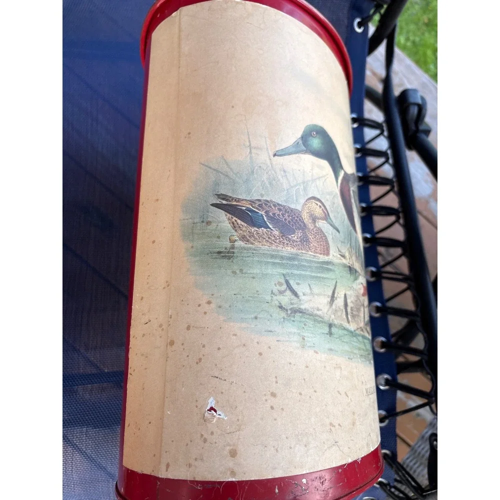 Vintage Keller Charles Philadelphia Mallard Duck Metal Wastebasket Trash Can
